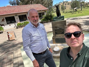 Dog on the Tucker Box with Norm McMurray & Tom Cobban - Gundagai, NSW - October 2024