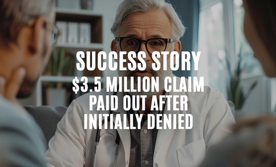 $3.5 million secured for client after disability insurance claim initially denied